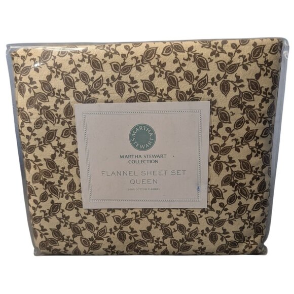 Martha Stewart Queen Inglenook Flannel Sheet Set 100% Cotton Floral Fall Winter - Picture 8 of 13